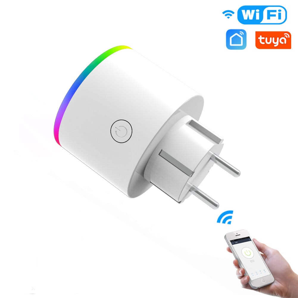 ​Prise Connectée Wi-Fi Tuya avec Veilleuse / Anneau Lumineux RVB (RGB)